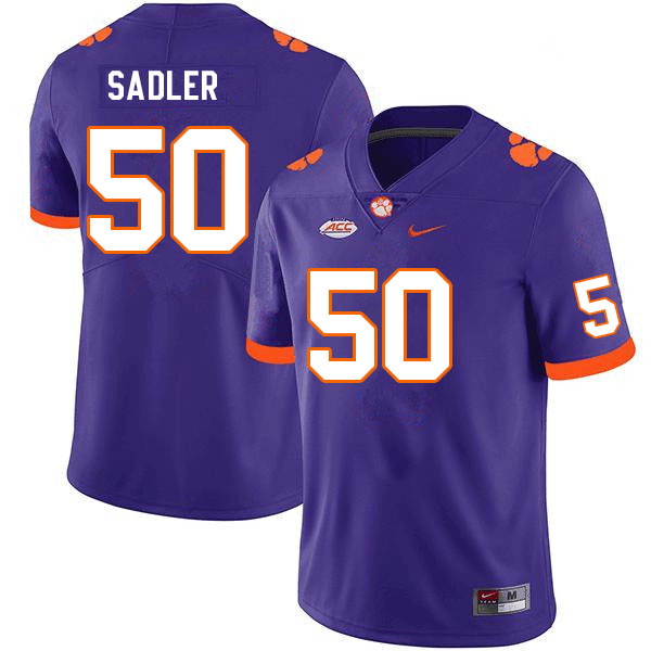 Men #50 Collin Sadler Clemson Tigers College Football Jerseys Sale-Purple - Click Image to Close
